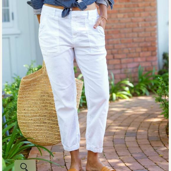 Frank & Eileen JAMESON white Utility Jogger, Italian Performance Linen, Size 2 - Picture 1 of 16